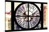 Giant Clock Window - View on the Streets of Manhattan in Winter II-Philippe Hugonnard-Stretched Canvas