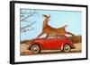 Giant Deer Tied on Volkswagen-null-Framed Art Print