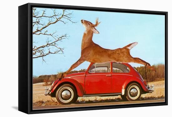 Giant Deer Tied on Volkswagen-null-Framed Stretched Canvas