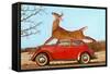 Giant Deer Tied on Volkswagen-null-Framed Stretched Canvas