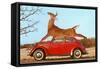 Giant Deer Tied on Volkswagen-null-Framed Stretched Canvas