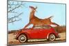 Giant Deer Tied on Volkswagen-null-Mounted Art Print