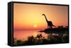 Giant Dinosaur in the Background of the Colorful Sky.-iurii-Framed Stretched Canvas