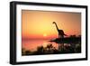 Giant Dinosaur in the Background of the Colorful Sky.-iurii-Framed Art Print