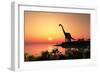 Giant Dinosaur in the Background of the Colorful Sky.-iurii-Framed Art Print