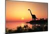 Giant Dinosaur in the Background of the Colorful Sky.-iurii-Mounted Art Print