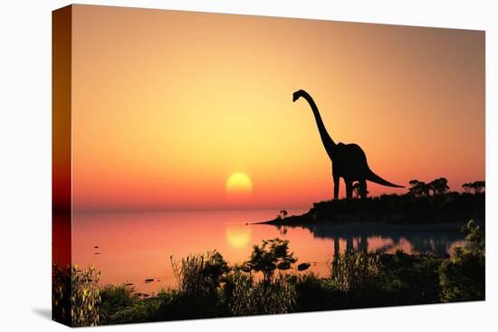 Giant Dinosaur in the Background of the Colorful Sky.-iurii-Stretched Canvas