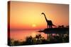 Giant Dinosaur in the Background of the Colorful Sky.-iurii-Stretched Canvas