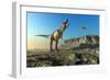 Giant Dinosaur in the Background of the Sky.-iurii-Framed Art Print