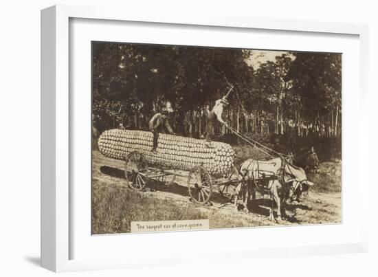 Giant Ear of Corn Pulled by Horse Cart-null-Framed Art Print