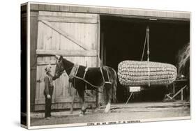 Giant Ear of Corn with Plow Horse, Nebraska-null-Stretched Canvas