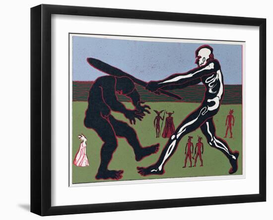 Giant Fafner Kills Fasolt and Takes Gold: Illustration for 'Das Rheingold'-Phil Redford-Framed Giclee Print