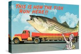 Giant Fish on Flat Bed Truck-null-Stretched Canvas