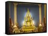 Giant Golden Statue of the Buddha, Wat Benchamabophit (Marble Temple), Bangkok, Thailand-Angelo Cavalli-Framed Stretched Canvas