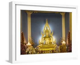 Giant Golden Statue of the Buddha, Wat Benchamabophit (Marble Temple), Bangkok, Thailand-Angelo Cavalli-Framed Photographic Print