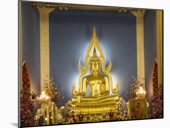 Giant Golden Statue of the Buddha, Wat Benchamabophit (Marble Temple), Bangkok, Thailand-Angelo Cavalli-Mounted Photographic Print