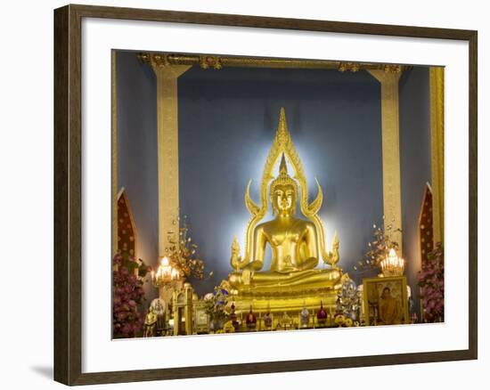 Giant Golden Statue of the Buddha, Wat Benchamabophit (Marble Temple), Bangkok, Thailand-Angelo Cavalli-Framed Photographic Print