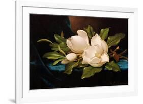 Giant Magnolias on Blue Cloth-Martin Johnson Heade-Framed Giclee Print