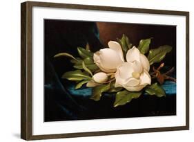 Giant Magnolias on Blue Cloth-Martin Johnson Heade-Framed Giclee Print