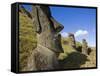 Giant Monolithic Stone Moai Statues at Rano Raraku, Rapa Nui, Chile-Gavin Hellier-Framed Stretched Canvas