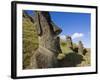 Giant Monolithic Stone Moai Statues at Rano Raraku, Rapa Nui, Chile-Gavin Hellier-Framed Photographic Print