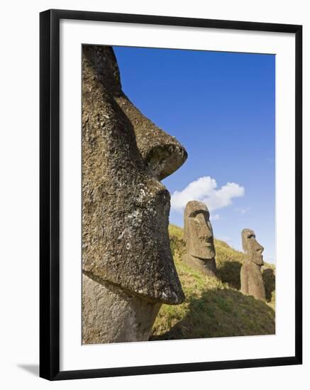 Giant Monolithic Stone Moai Statues at Rano Raraku, Rapa Nui, Chile-Gavin Hellier-Framed Photographic Print