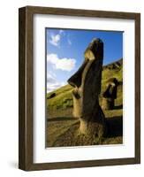 Giant Monolithic Stone Moai Statues at Rano Raraku, Rapa Nui, Chile-Gavin Hellier-Framed Photographic Print