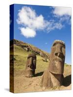 Giant Monolithic Stone Moai Statues at Rano Raraku, Rapa Nui, Chile-Gavin Hellier-Stretched Canvas