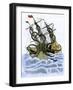 Giant Octopus Attacking a Sailing-Ship-null-Framed Giclee Print