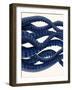 Giant Octopus Blue Triptych b-Fab Funky-Framed Art Print