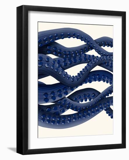 Giant Octopus Blue Triptych b-Fab Funky-Framed Art Print