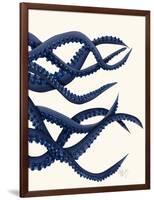 Giant Octopus Blue Triptych c-Fab Funky-Framed Art Print