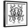 Giant Octopus - Sea Monster-IADA-Framed Art Print