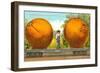 Giant Oranges on Flatbed-null-Framed Art Print