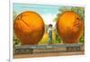 Giant Oranges on Flatbed-null-Framed Art Print