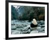 Giant Panda Eating Bamboo by the River, Wolong Panda Reserve, Sichuan, China-Keren Su-Framed Premium Photographic Print