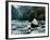 Giant Panda Eating Bamboo by the River, Wolong Panda Reserve, Sichuan, China-Keren Su-Framed Photographic Print