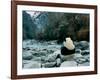 Giant Panda Eating Bamboo by the River, Wolong Panda Reserve, Sichuan, China-Keren Su-Framed Photographic Print