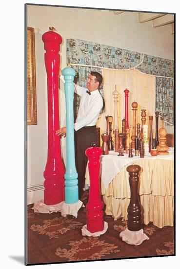 Giant Pepper Mills, Retro-null-Mounted Art Print