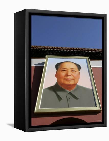 Giant Portrait of Mao Tzedong on the Heavenly Gate to the Forbidden City, Beijing, China-Angelo Cavalli-Framed Stretched Canvas