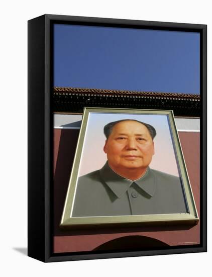 Giant Portrait of Mao Tzedong on the Heavenly Gate to the Forbidden City, Beijing, China-Angelo Cavalli-Framed Stretched Canvas