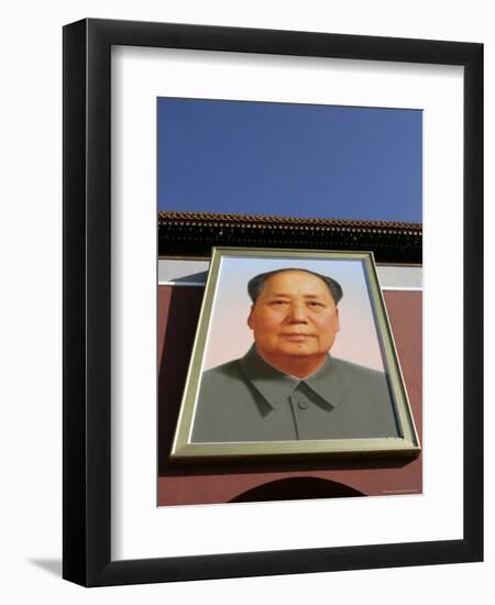 Giant Portrait of Mao Tzedong on the Heavenly Gate to the Forbidden City, Beijing, China-Angelo Cavalli-Framed Photographic Print