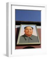 Giant Portrait of Mao Tzedong on the Heavenly Gate to the Forbidden City, Beijing, China-Angelo Cavalli-Framed Photographic Print