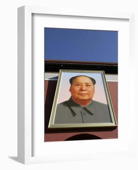 Giant Portrait of Mao Tzedong on the Heavenly Gate to the Forbidden City, Beijing, China-Angelo Cavalli-Framed Photographic Print