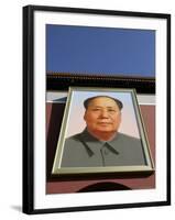 Giant Portrait of Mao Tzedong on the Heavenly Gate to the Forbidden City, Beijing, China-Angelo Cavalli-Framed Photographic Print