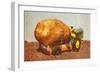 Giant Potato on Toy Tractor-null-Framed Art Print