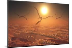 Giant Quetzalcoatlus Pterosaurs Flying Above the Clouds-Stocktrek Images-Mounted Art Print