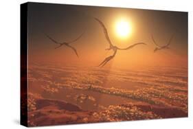 Giant Quetzalcoatlus Pterosaurs Flying Above the Clouds-Stocktrek Images-Stretched Canvas