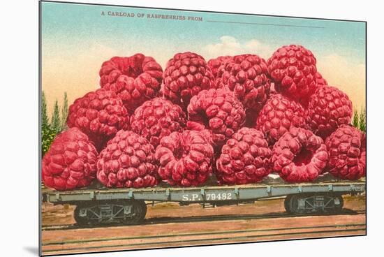 Giant Raspberries on Flatbed-null-Mounted Art Print