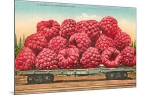 Giant Raspberries on Flatbed-null-Mounted Art Print